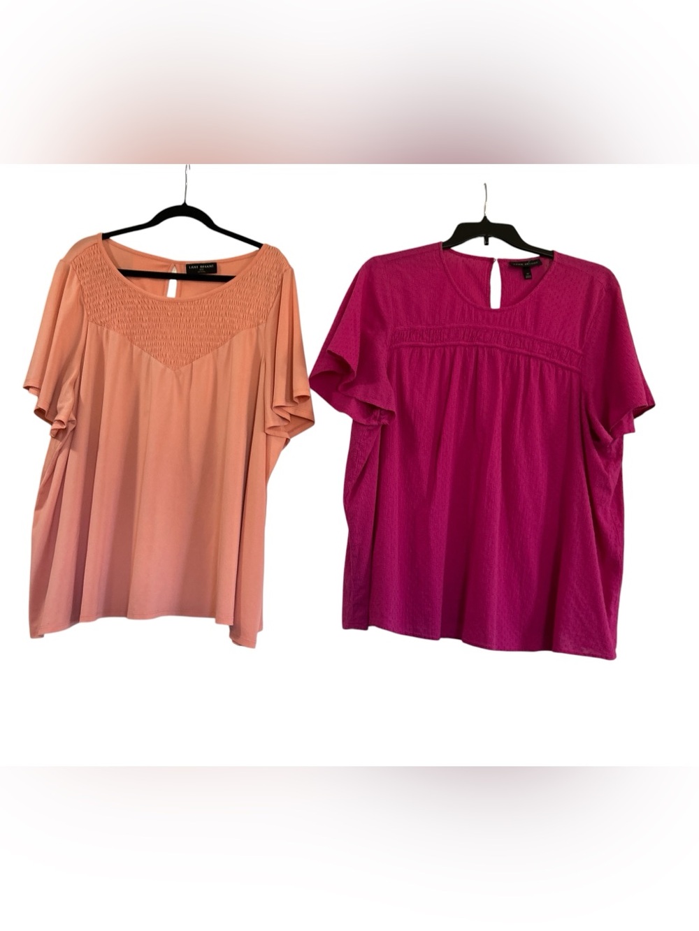 Set of 2 Lane Bryant Women’s Plus Size Summer Tops Peach is 26-28W Pink is 26W